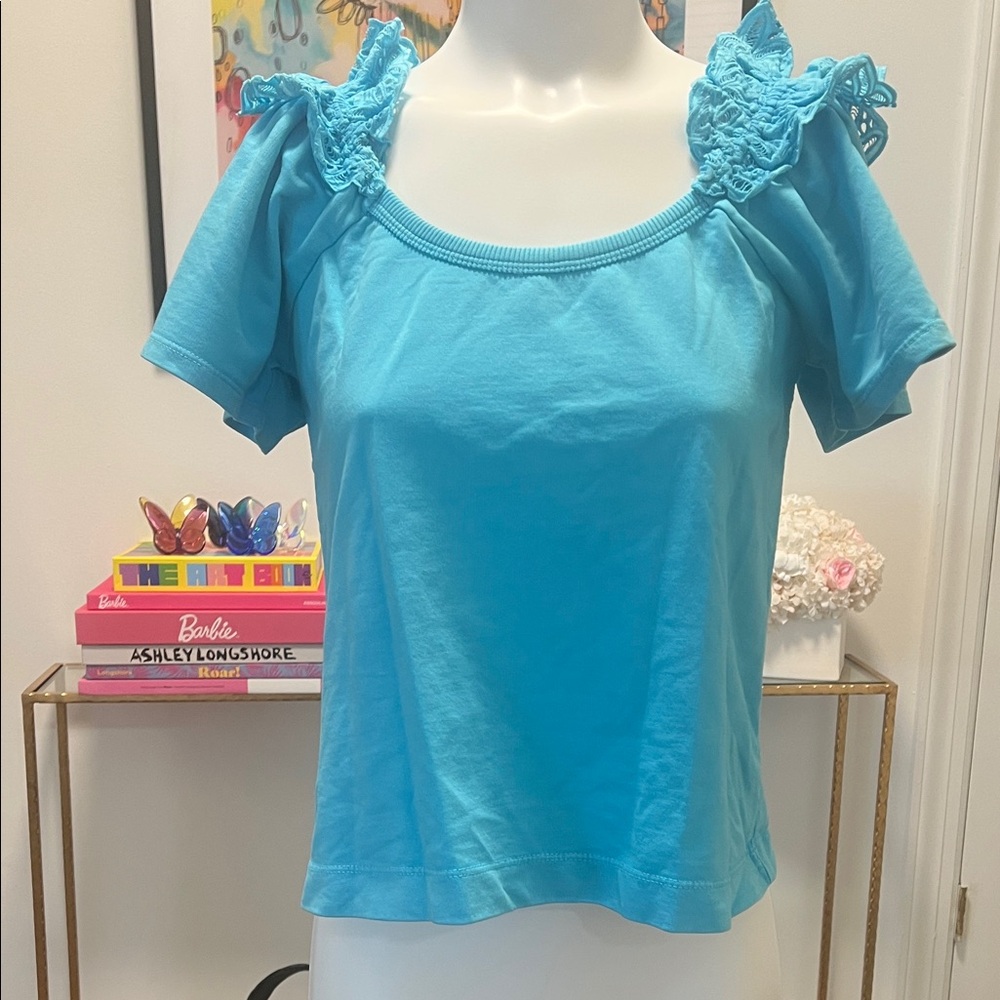 Turquoise Pilcro Women's Top with Lace Detail Size Small NWT